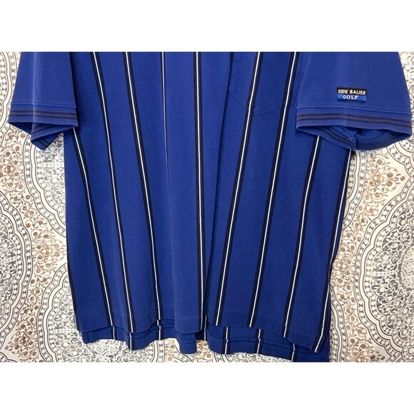 Eddie Bauer Golf Polo Shirt XL Blue Striped Short Sleeve Mens Shirt - Picture 6 of 10
